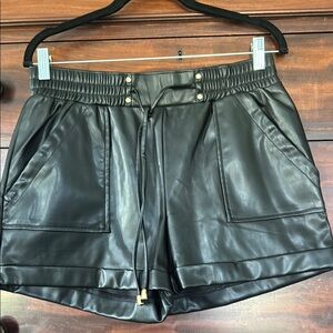 Black Faux Leather Women's Shorts